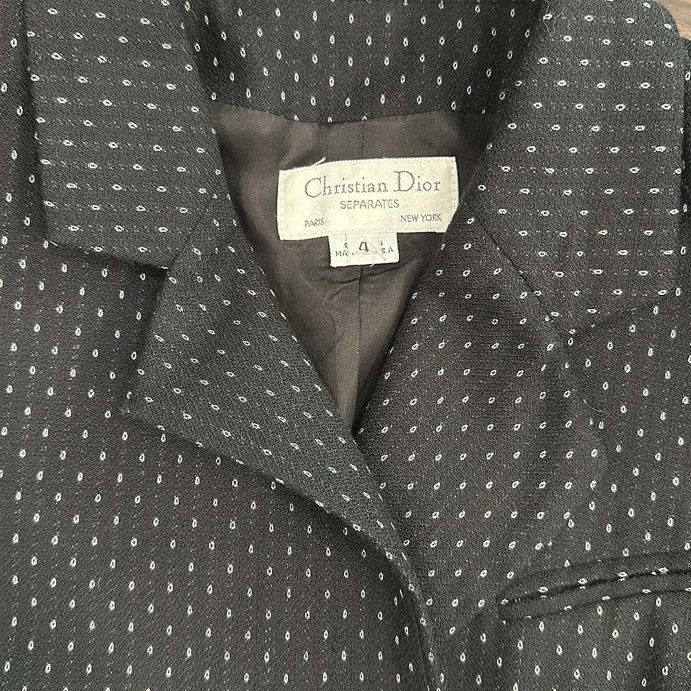 Vintage Christian Dior Separates Blazer Skirt Set Black White size 4/8